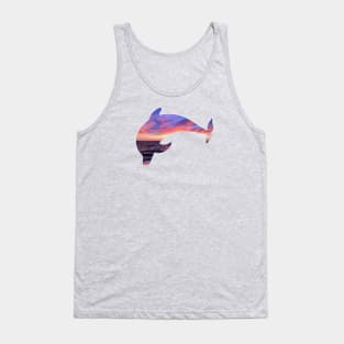 Bottlenose Dolphin - Ocean/Sky Silhouette Tank Top